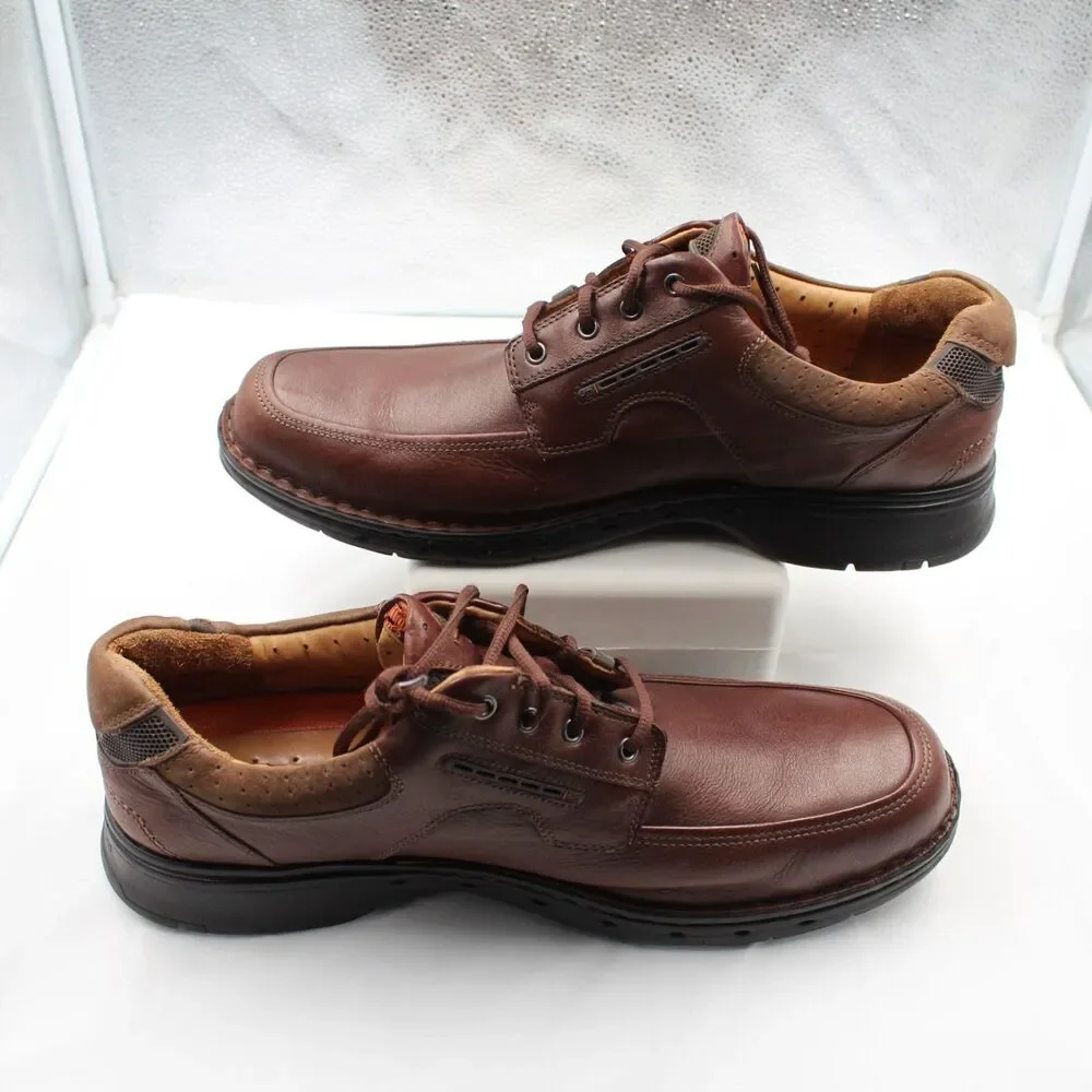 Clarks Unstructured Un Bend Men Sz 14 Casual Oxford Shoes Leather Comfort Brown